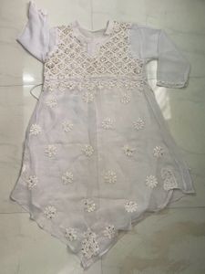 Festive Chikankari A-line Kurta with Belt