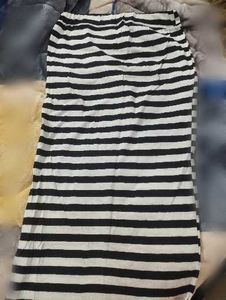 Black &amp; White Striped A- line Skirt