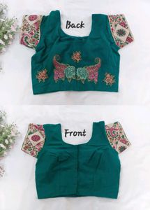 Floral-Paisley Embroidered Teal Green Net Saree