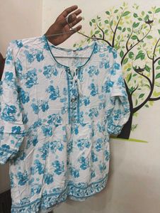 White Blue Short Kurti.