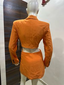 shein Orange Cutout Blazer Dress