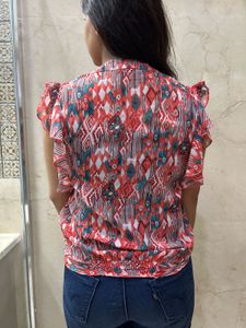 Madame Printed Ruffle Top
