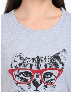 Cute Cat Print Long T-Shirt
