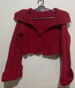 Red Knit Cardigan