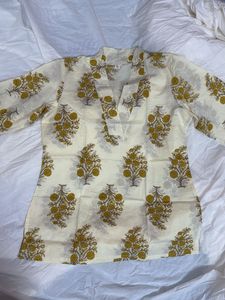 Floral Yellow Short Kurti/Top