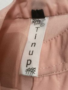 peach full sleeve top and black pink lether m