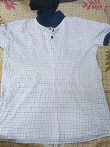 White Tshirt With Navy Blue Collar (Boys)
