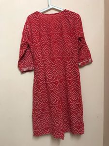 Red Printed Kurta With Pants
