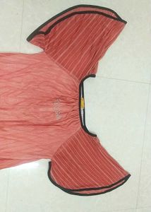 2 Combo Pink Striped Detail Top Blue T Shirt