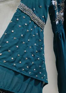 Teal Embellished Salwar Kameez