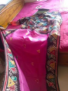 Resham Silk Batik Print Saree