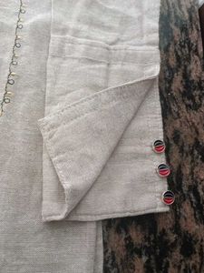 Embroidered Beige Kurta for Girls