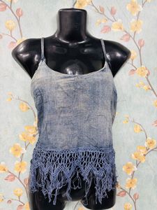 Y2k Denim Sleeveless Top