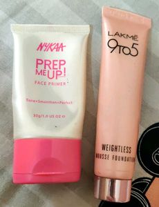 Lakme 9to5 Mouse Foundation & Nykaa Face Pri