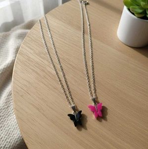 2 Butterfly Pendant Necklaces