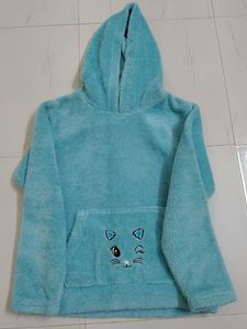 Cozy Blue Fuzzy Cat Hoodie