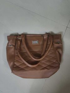 Brown Quilted handbag Big Size