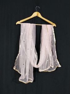 Light Pink Printed Netted Dupatta (Women)
