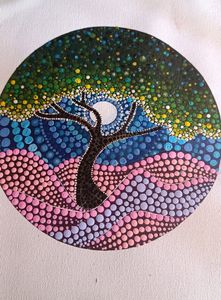 Dot Mandala Abstract Painting -Moonlight