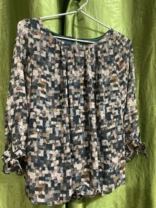 Printed Top With Elastic At Waist