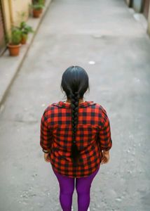 Red Plaid Flannel &amp; Purple Leggings