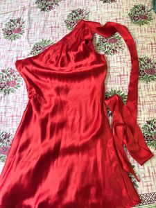 Red One-Shoulder Mini Dress