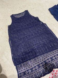 blue net short kurti