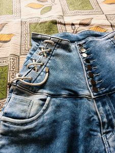 High Waist Corset Detail Jeans