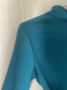Fitted Sea Green Y2K Casual Top For Girls