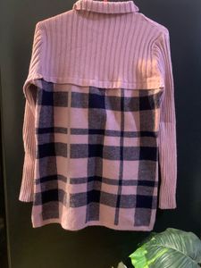 Strechable Stylish Plaid Turtleneck Sweater