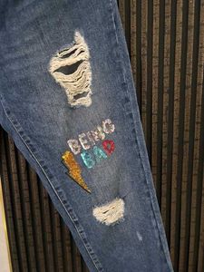 Cool Sequins Denim Jeans For Genz