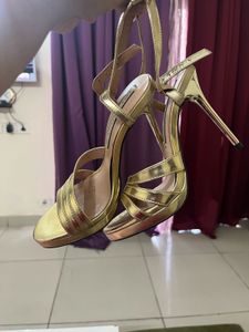 Zara Gold Strappy Heels - Size 7