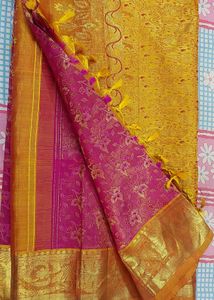Pink & Gold Saree With Stitched Blouse