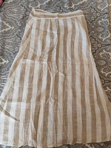 Striped Button Front Skirt