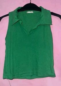 Green Ribbed Tank Top