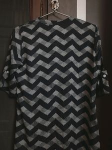 Navy Blue And White Casual Women Top