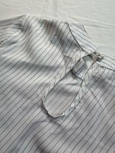White Stripped collar Top