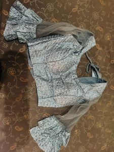 Grey Crepe Saree