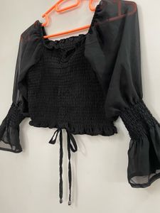 Combo Deal: Black Crop Top &amp; Denim Skirt
