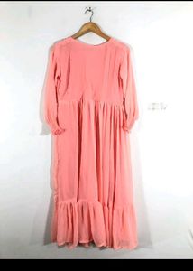 Peach Casual Dress Fully Lined
