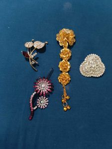 3 Types Of Hair Clips & 1 Saree Pin