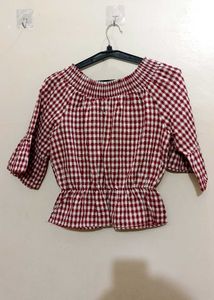Red & White Gingham Top