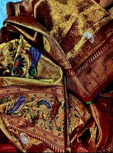 Bridal Red Color Tissue Silk Saree.