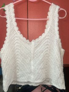 White cami braid strap crochet top XL