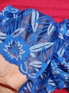 Blue Floral Lace Bra and Panty : 27inch Bust