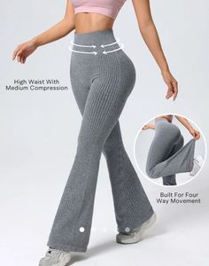 H&amp;M Grey Ribbed Fit And Flare Pants