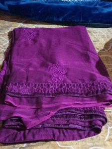 Purple Embroidered Saree