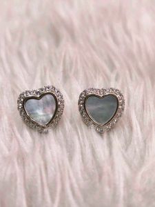Heart Stud Earrings 925 Silver Sterling