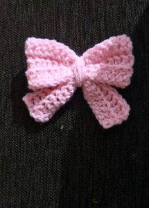 Crochet Pink Bow Keychain