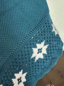 Teal Knit Tank Top with Floral Detail